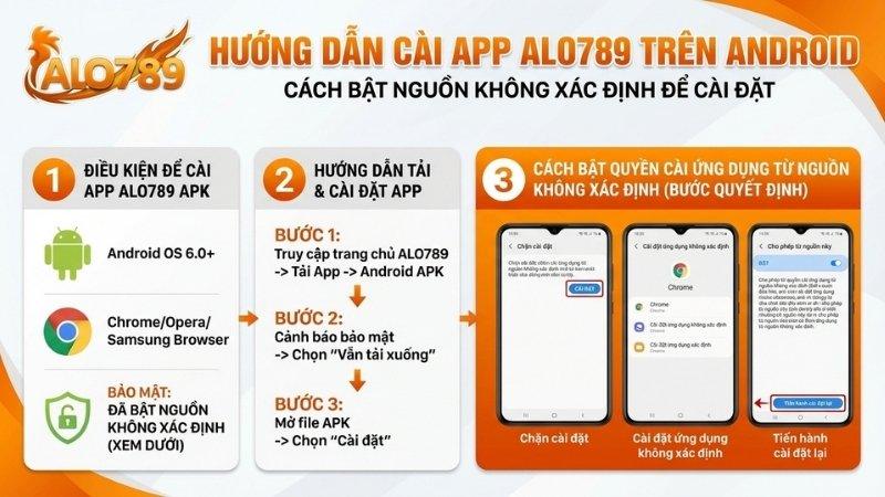 Hướng dẫn bật nguồn không xác định để cài App ALO789 trên Android