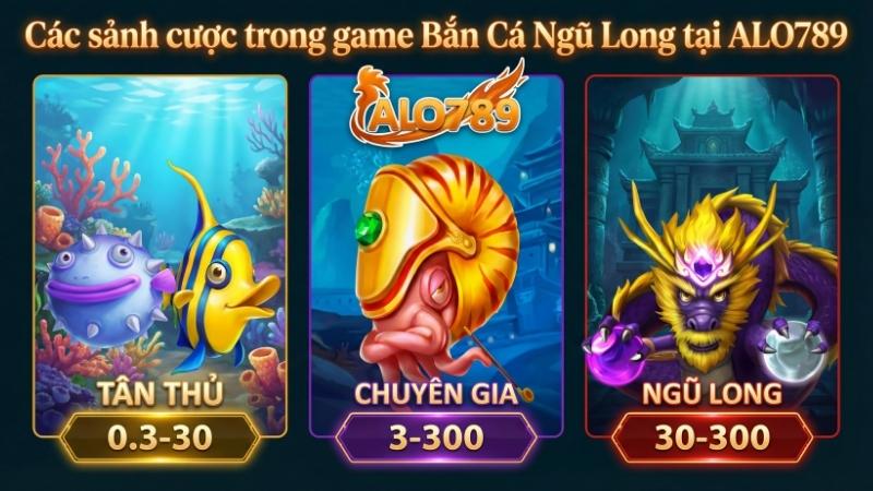 Các sảnh cược trong game Bắn Cá Ngũ Long tại ALO789