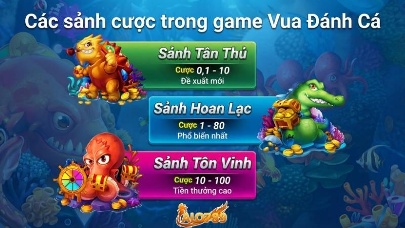 Các sảnh cược trong game Vua Đánh Cá