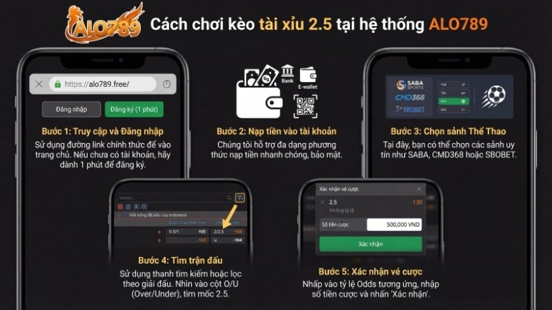 Cách chơi kèo tài xỉu 2.5 tại hệ thống ALO789