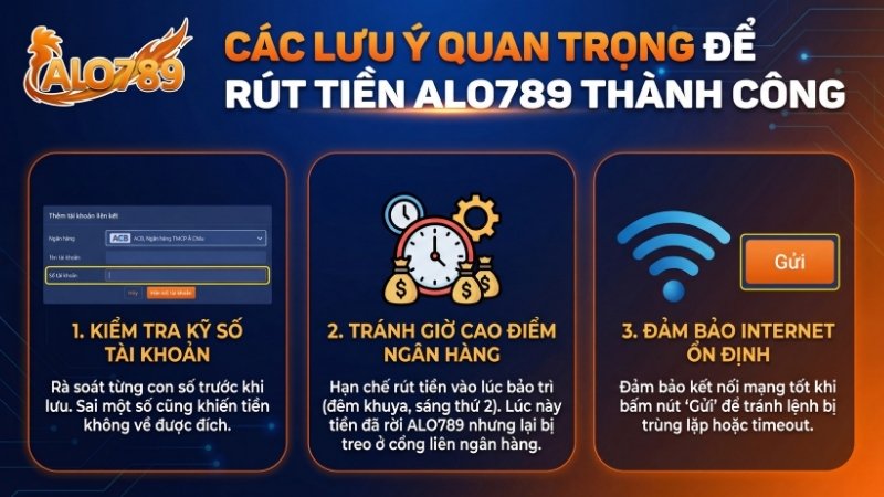 Các lưu ý quan trọng để rút tiền ALO789 thành công