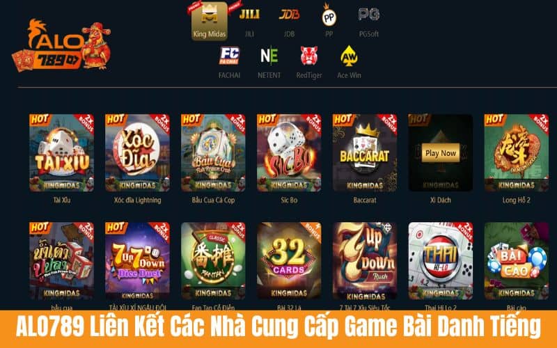 ALO789 liên kết với các nhà cung cấp game bài hàng đầu