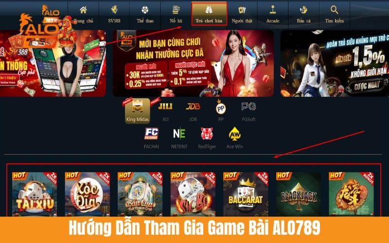 Hướng dẫn các bước tham gia game bài ALO789
